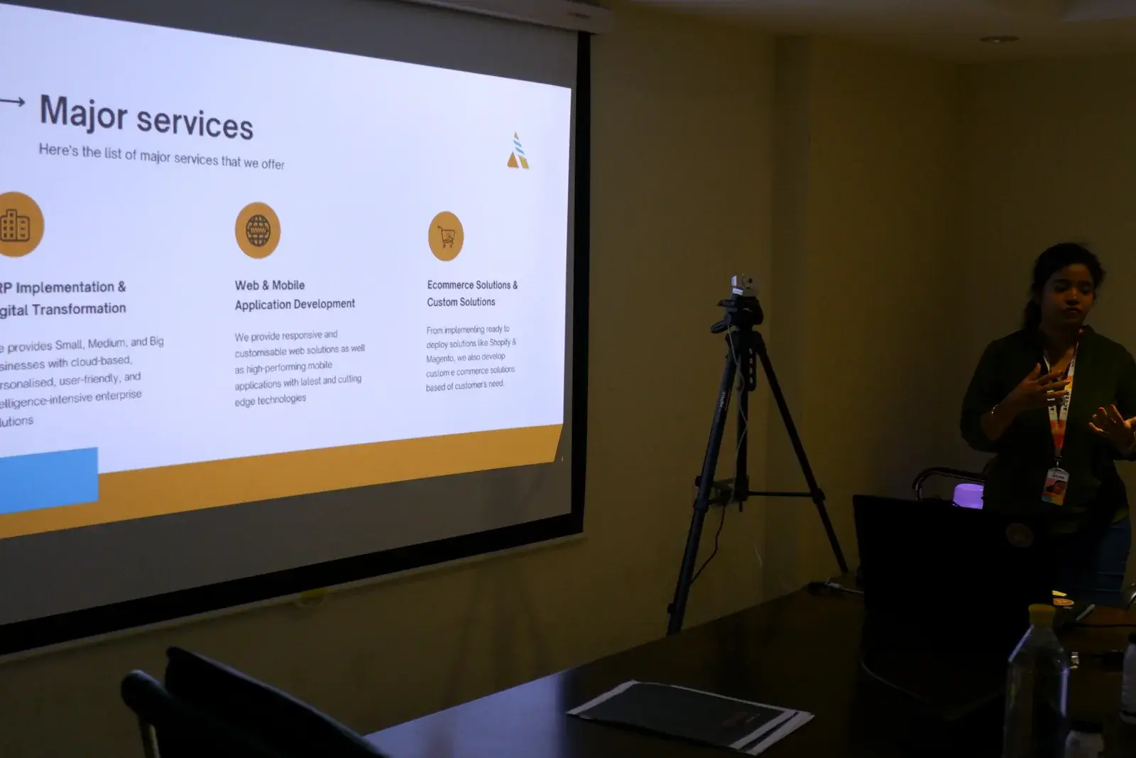 Acube Innovations presenting its ERP, web and mobile services to a client