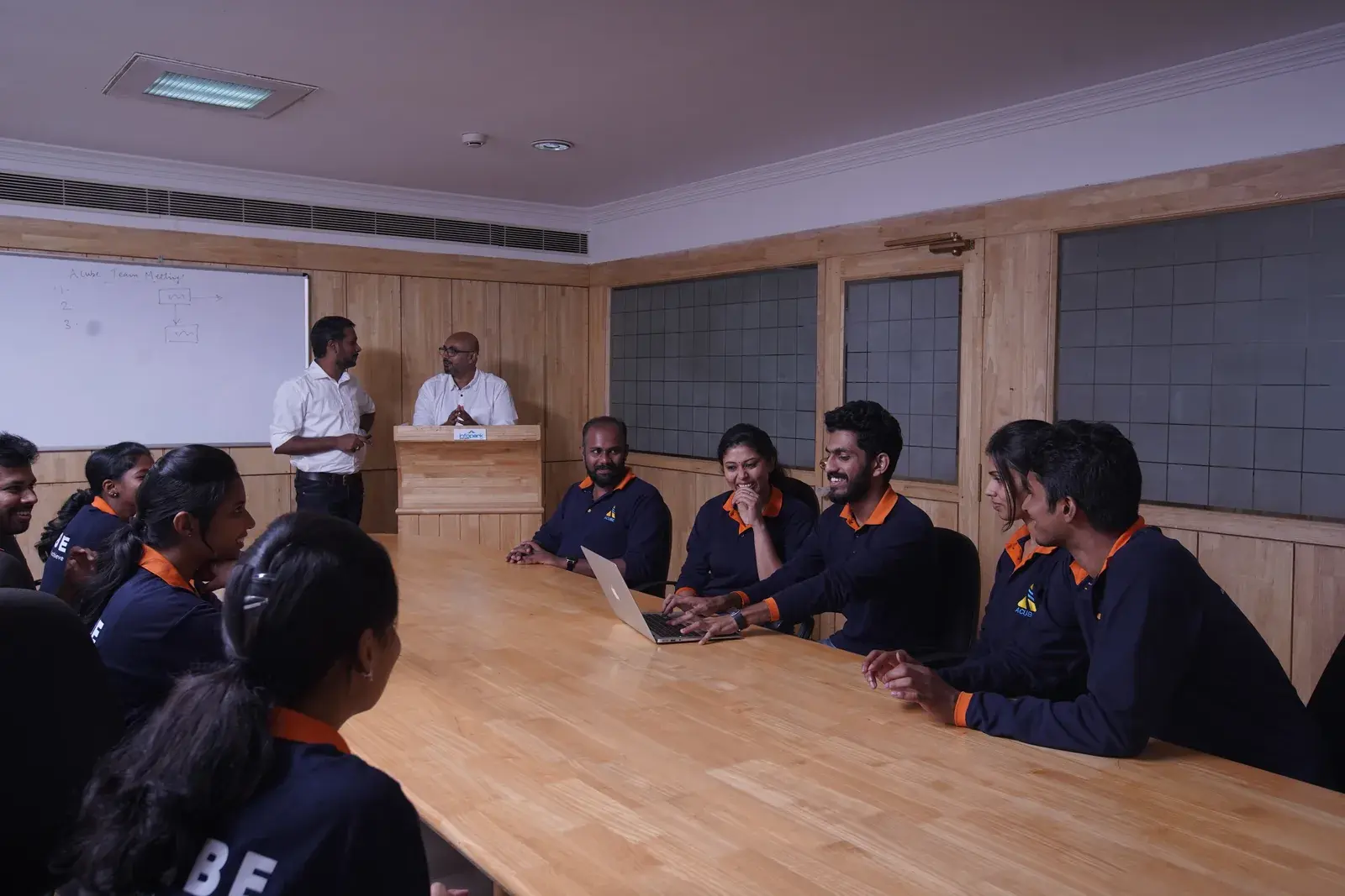 The Acube Innovations team in a project meeting at the Kochi office
