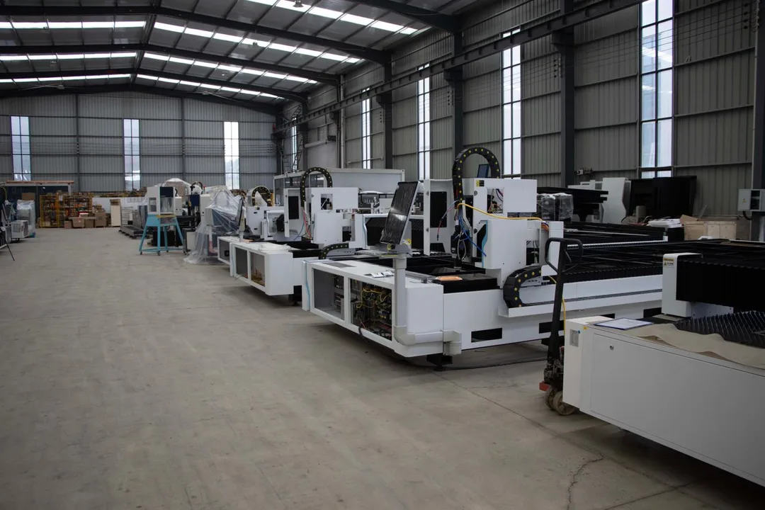 Machines lined up on a factory floor