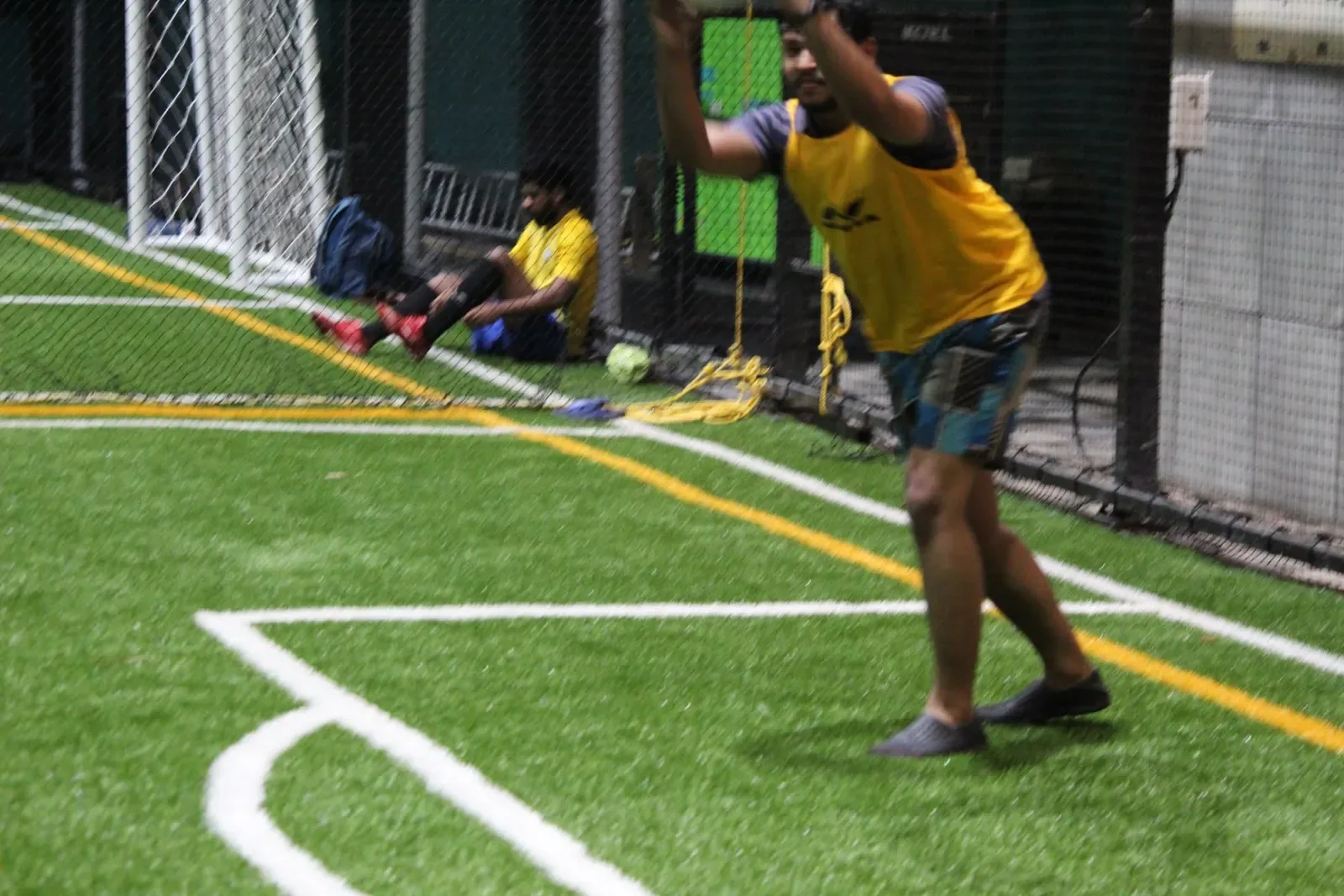 A player on the artificial turf during a match