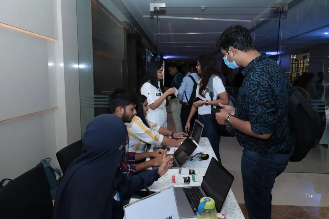 Delegates at the registration desk of the conference