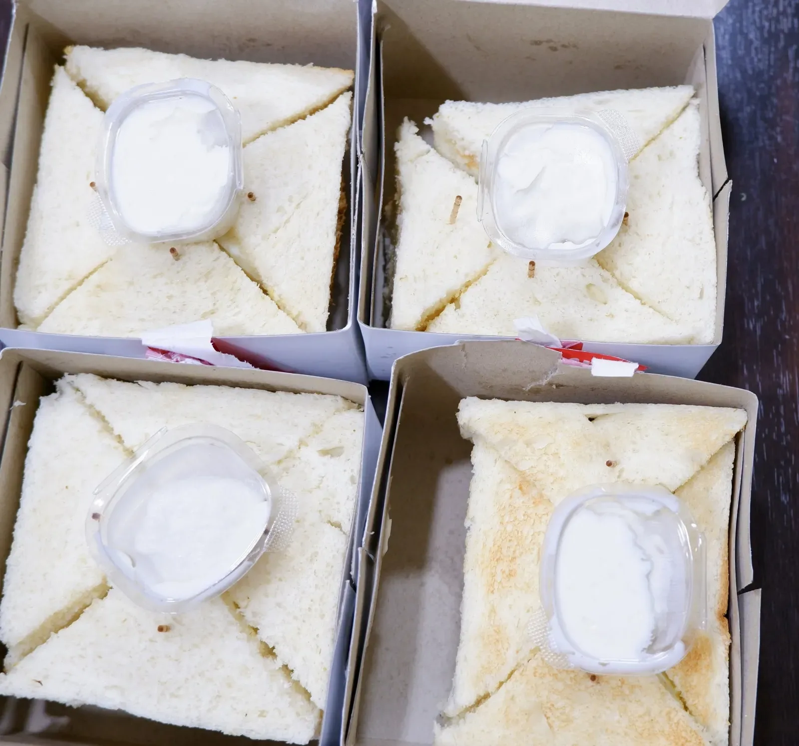 Boxes of sandwiches for the team