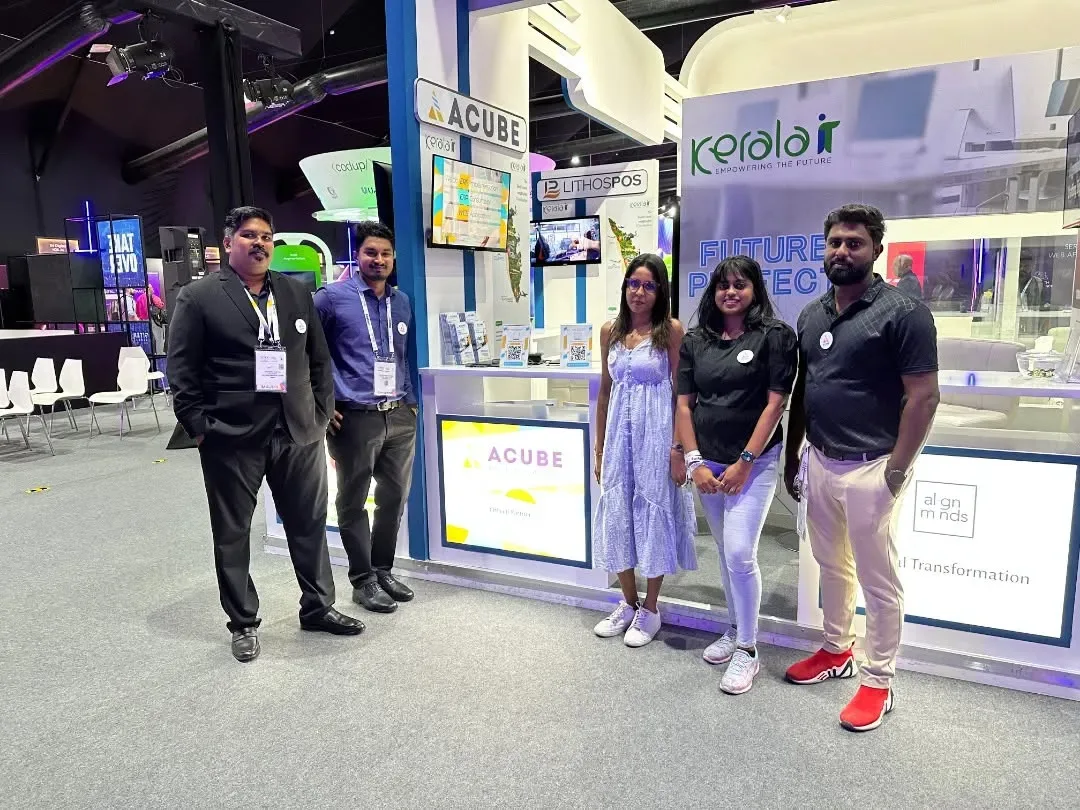 The Acube team at the stand in the Kerala IT pavilion