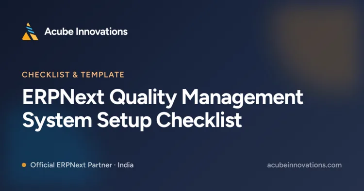 ERPNext Quality Management System Setup Checklist